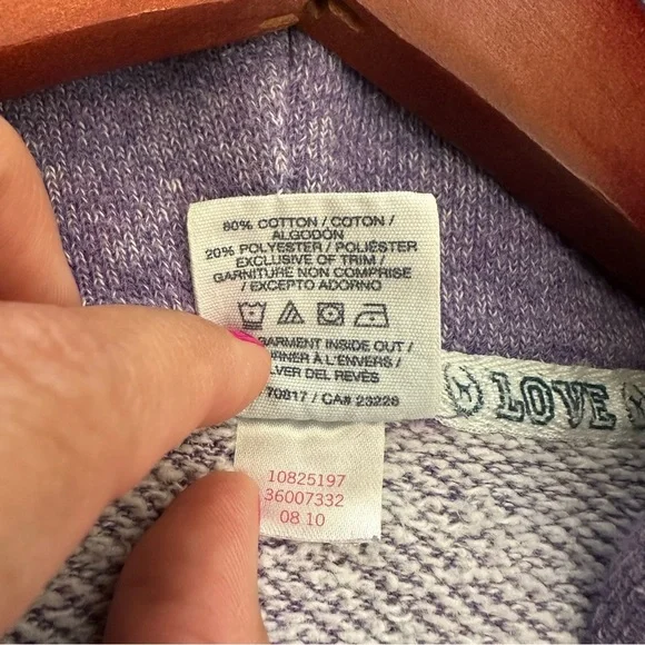 Vintage VS PINK Hoodie 86 Graphic Lavender Zip Up Hoodie Early 2000s Y2K Size S - Picture 11 of 11